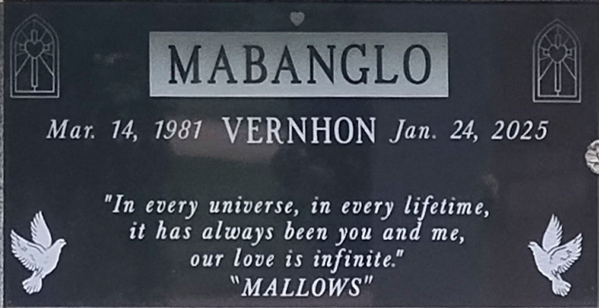 Vernhon Mendoza Mabanglo's grave