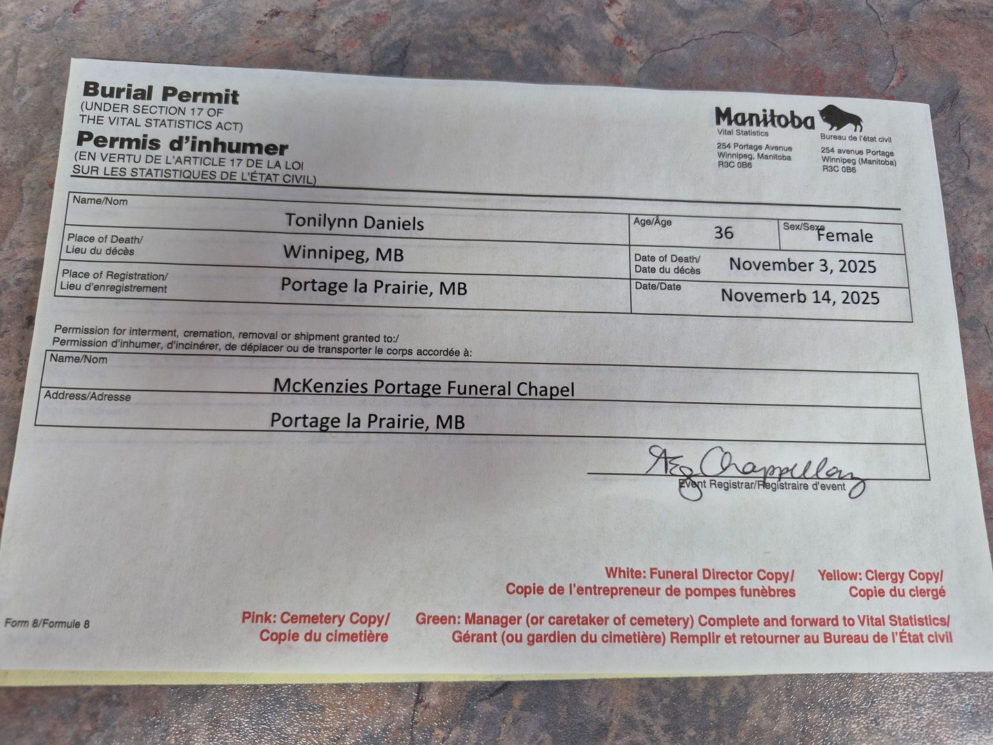 Tonilynn Daniels's grave